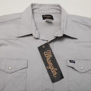 Wrangler Shirt Mens 2XL Gray Western Pearl Snap Long Sleeve Cotton Stretch